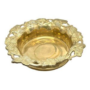 Brass Grape Leaf Vines Embossed Bowl